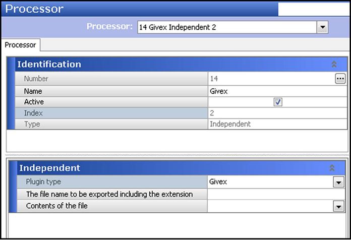 The Processor dialog box appears