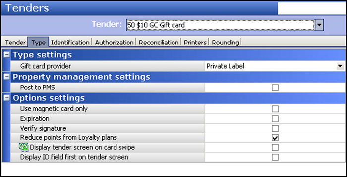 Select the Type tab
