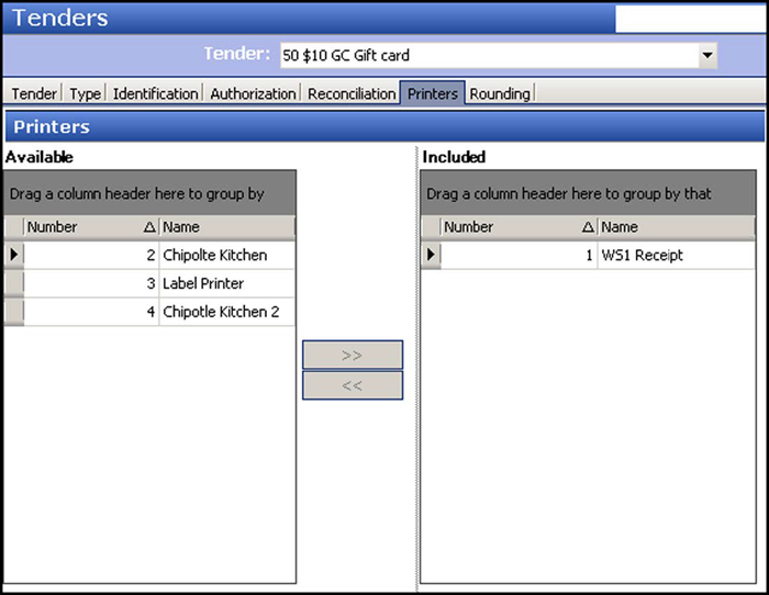 Select the Printers tab