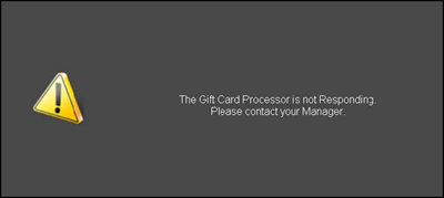 Gift Card not responding error message