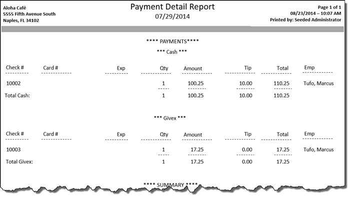 Viewing Payment Detail report