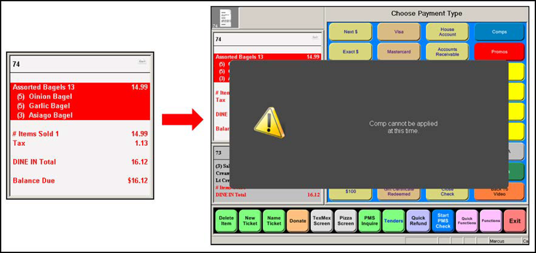 Comp cannot be applied at this time error message