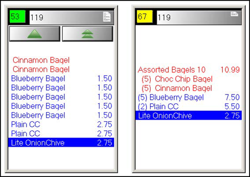 Before and after using toggle button to consolidate like items in a group combo