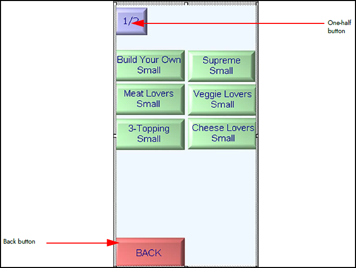 Sample half and half pizza buttons panel
