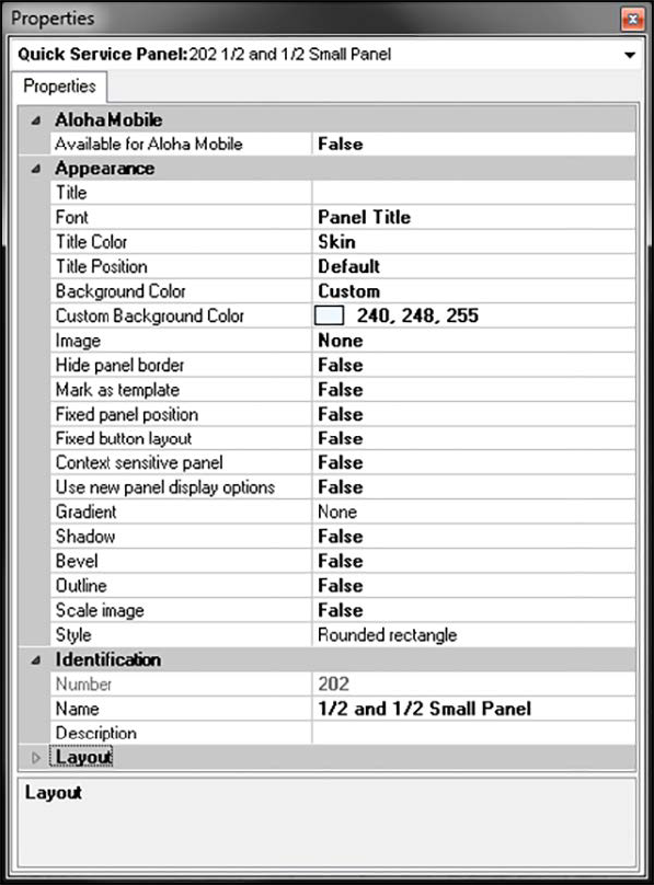 Sample half and half small panel properties