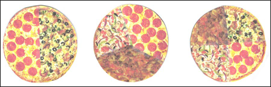 Sample pizza image showing halves, thirds, and quarters.