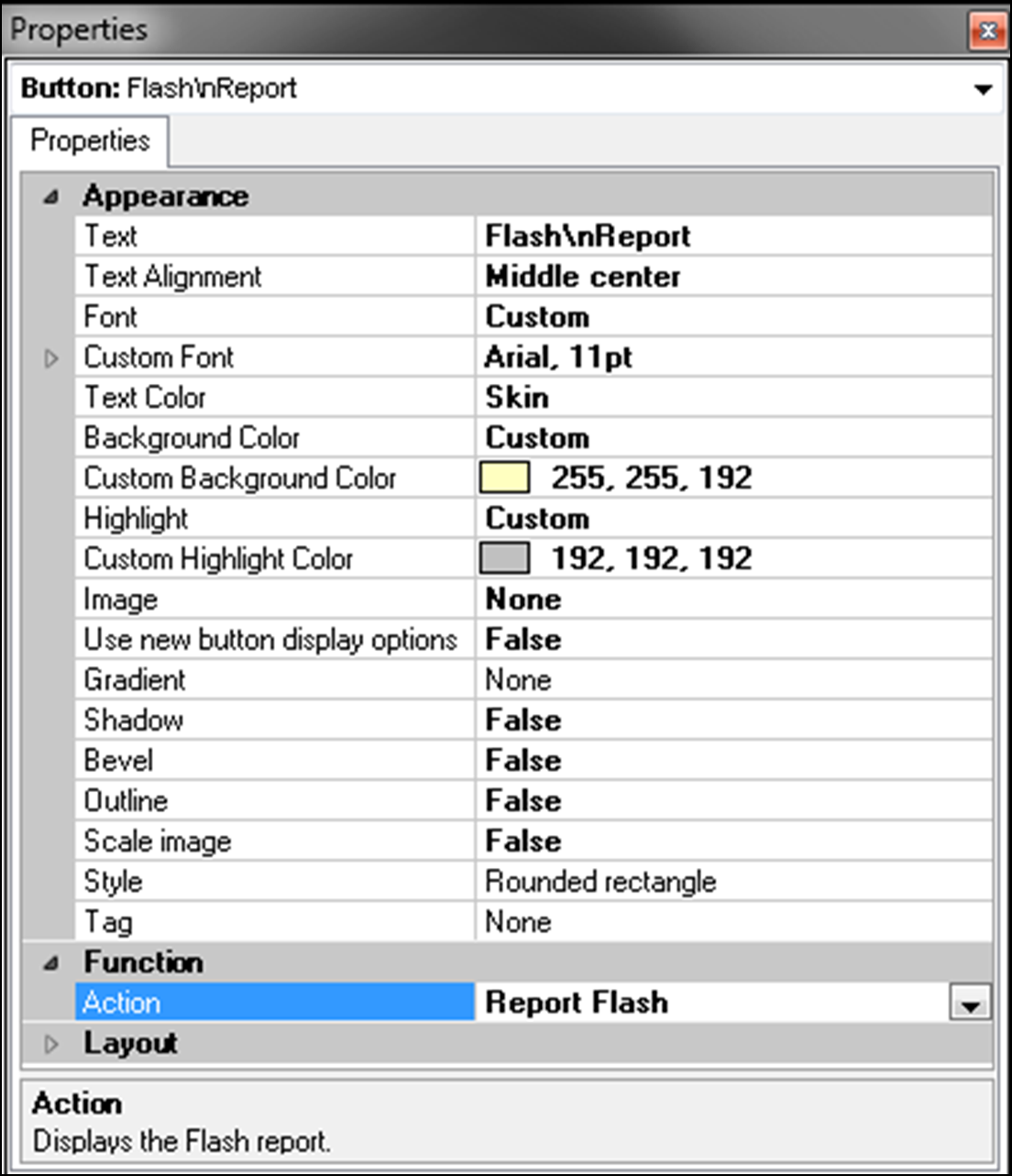 view the sales button properties