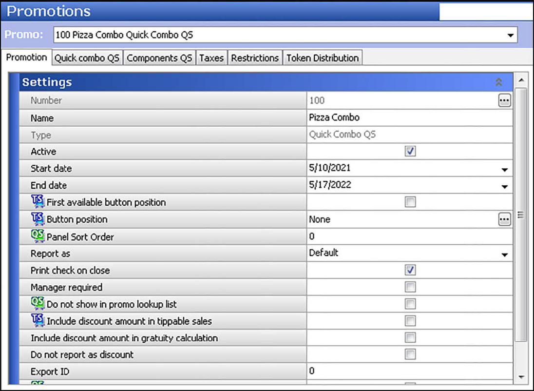 Sample of promotions function, the promotion tab