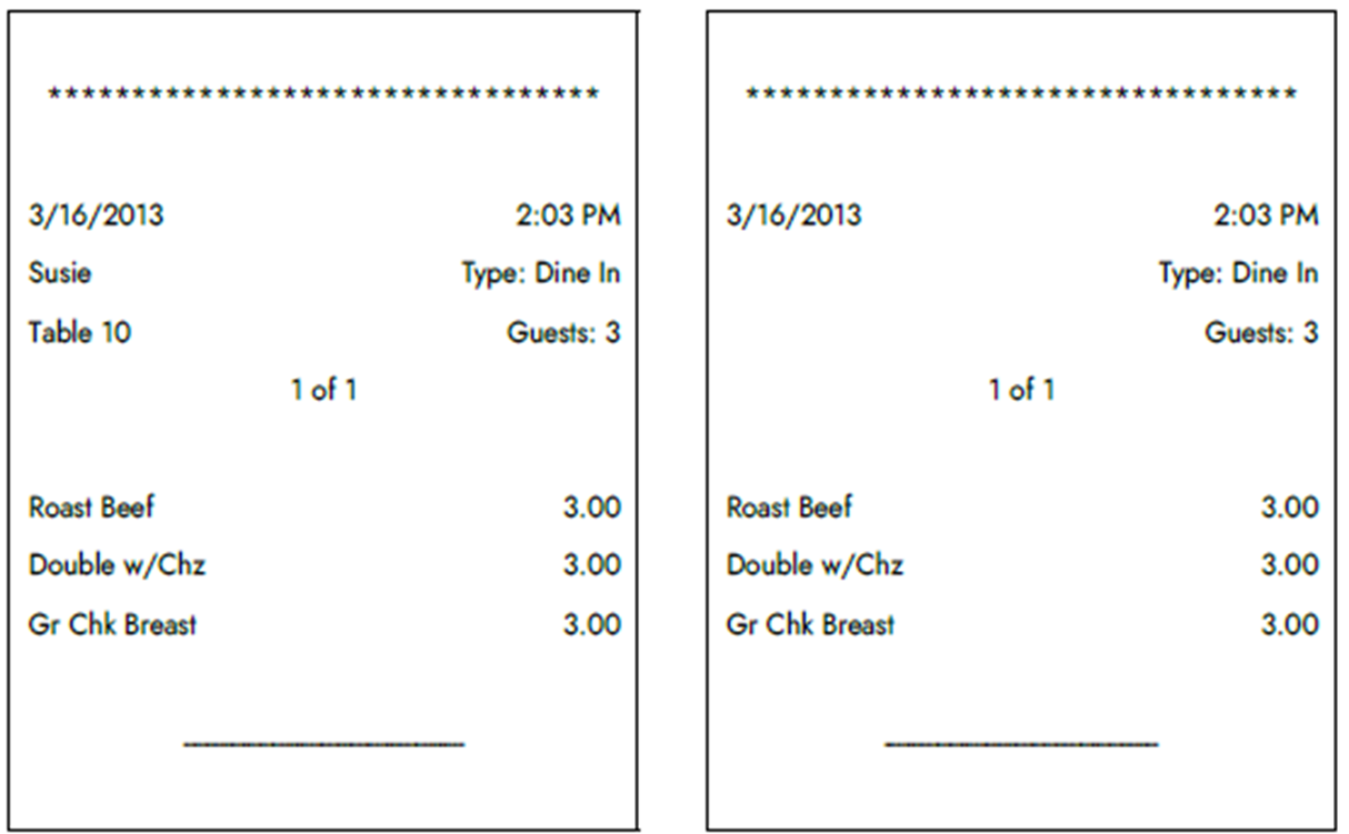 Chit print with guest count element added in Print Designer