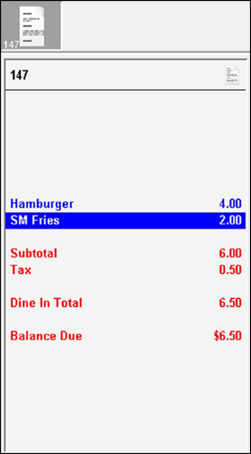 Sample of Adding Quick Combo Components to the Guest Check