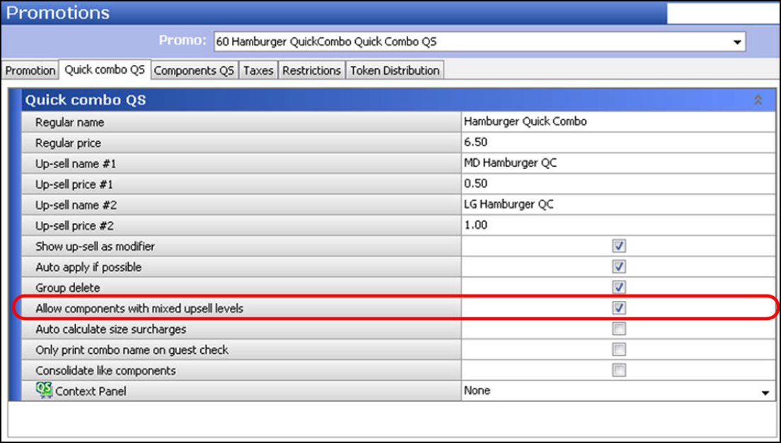 sample of Allowing Components with Mixed Upsell Levels