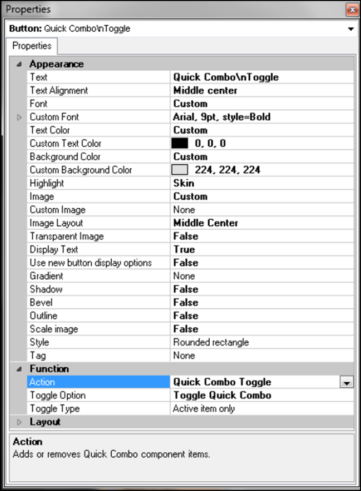 Selecting button properties