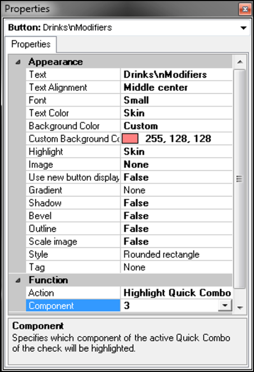 sample of selecting button properties