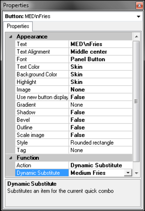 sample of dynamic substitution button properties