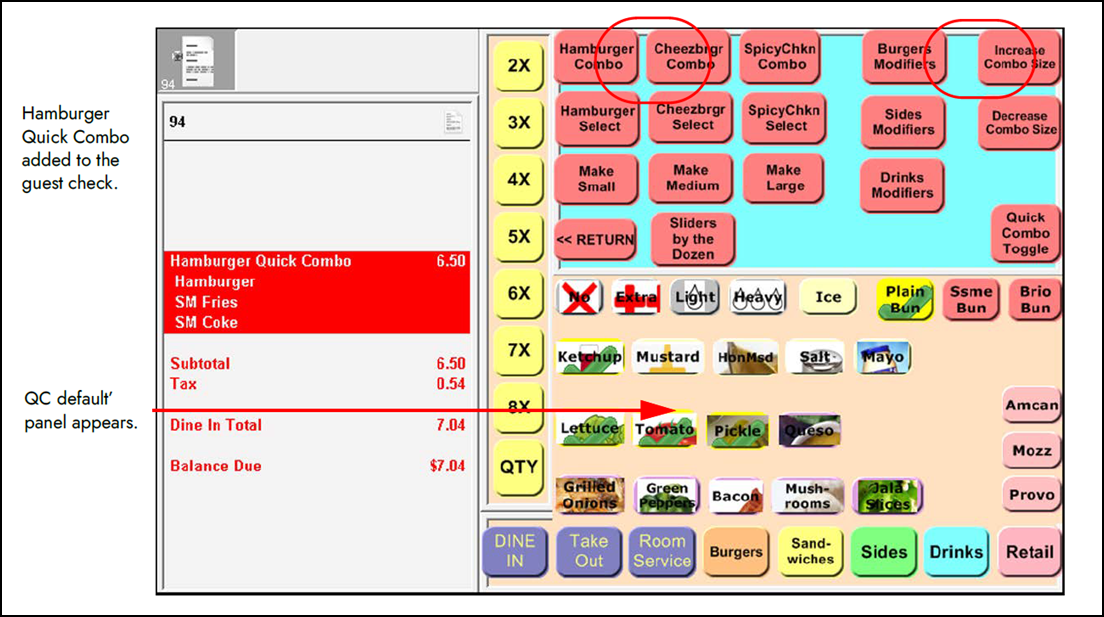 sample of adding Hamburger Quick Combo