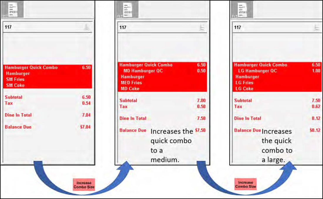 Sample showing Increasing the Quick Combo Size Incrementally