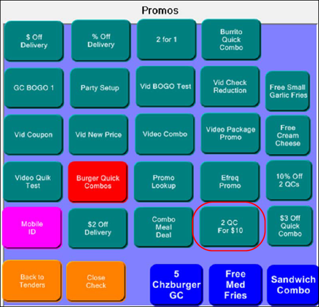 sample of assorted quick combos