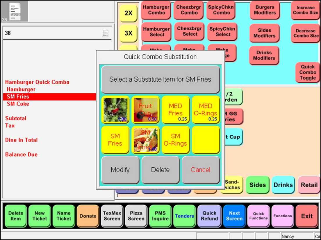 sample of system generated item substitution panel