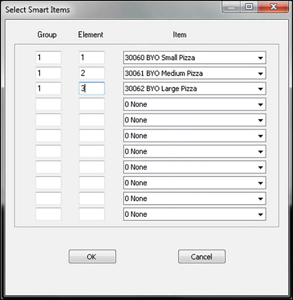 Sample of select smart items dialog box.