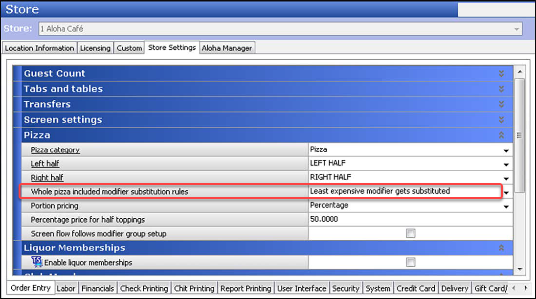 Sample of Items function, Dynamic Modifiers tab.