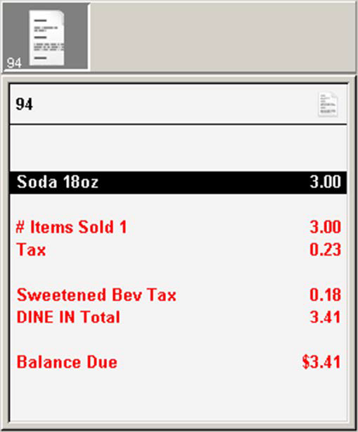 Sweetened Beverage Tax on Guest Check Window