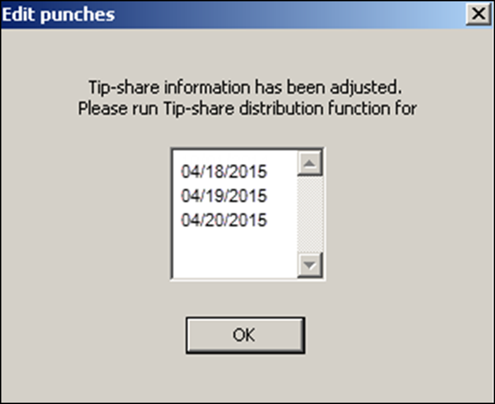 Sample edit punches dialog box