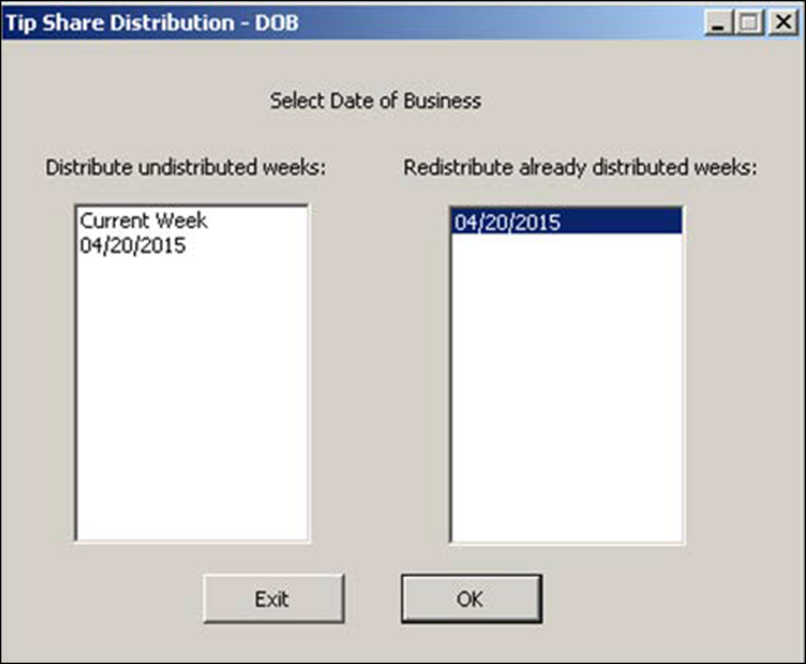 Sample DOB dialog box