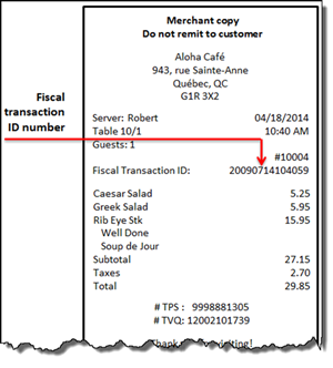 Guest check example