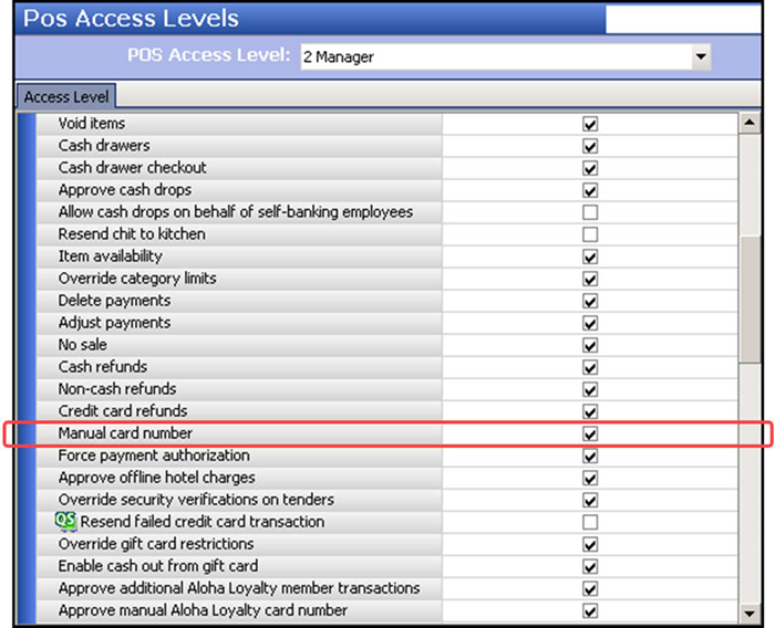 Pos access levels