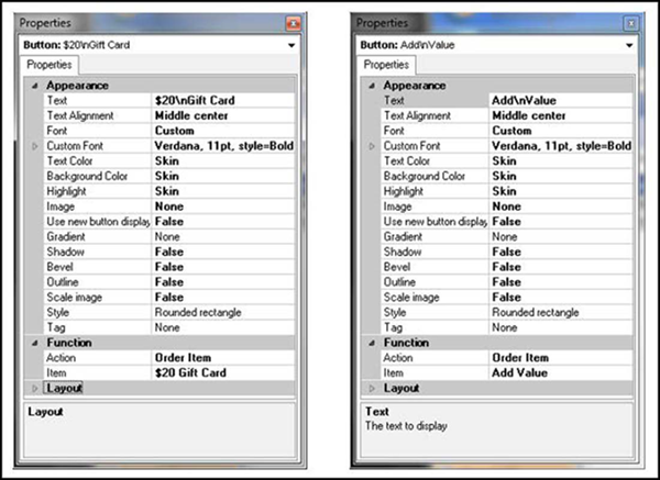 Predefined amount gift card button