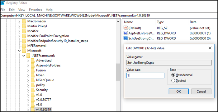 Registry editor