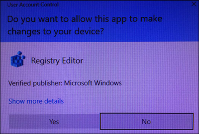 User account control dialog box