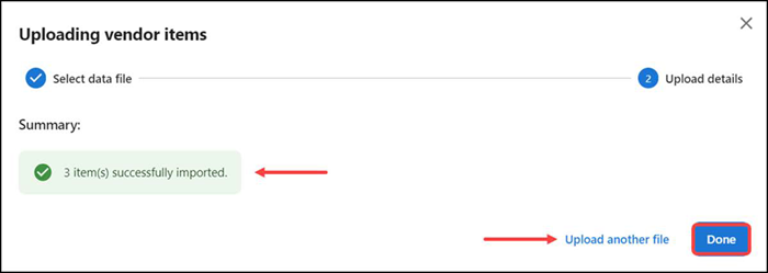 Bulk upload summary screen