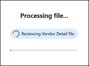 Screen showing file upload processing window