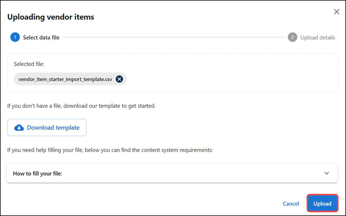 Selecting vendors items file list