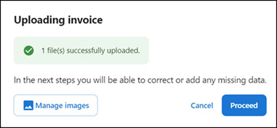 Uploading invoice success message