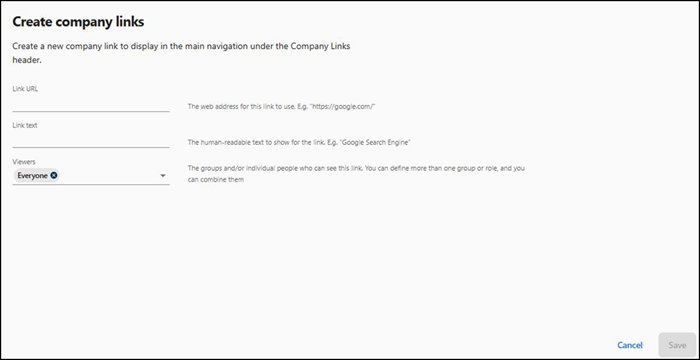 Create links screen