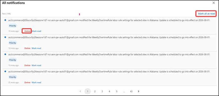 All notifications screen