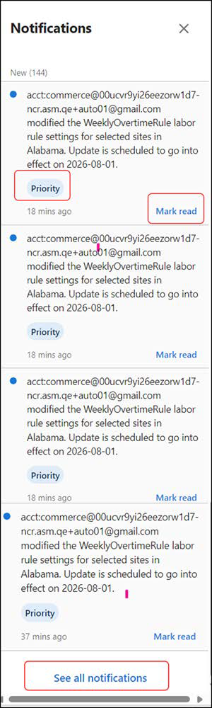 Notifications drawer
