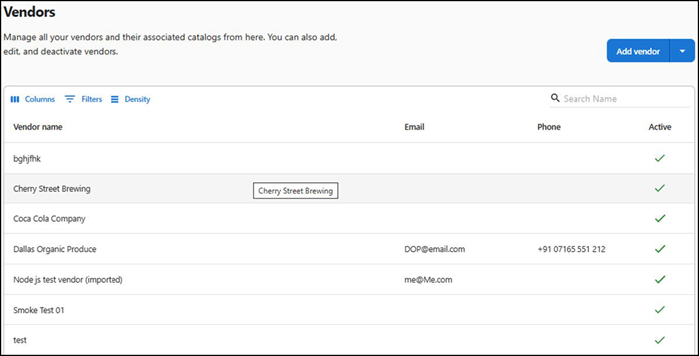Adding Vendors