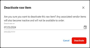 Deactivate raw items confirmation message