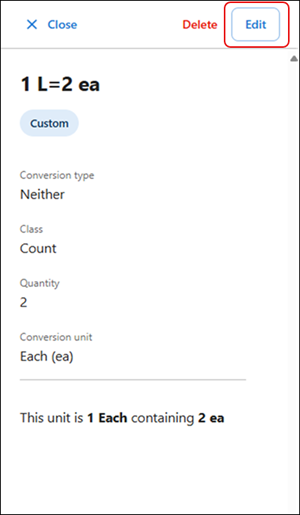 Edit sliding panel for custom UOM