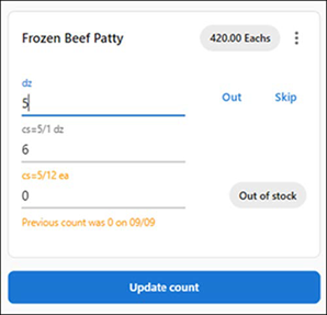 Entering count values
