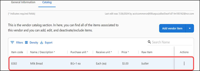 Manually Added Vendor Items