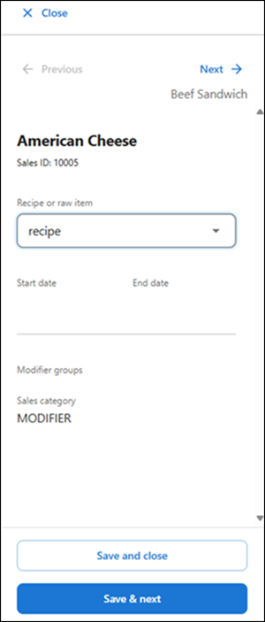Mapping a raw item or recipe