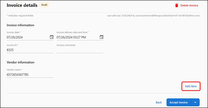 Option to Add an Item to the Invoice