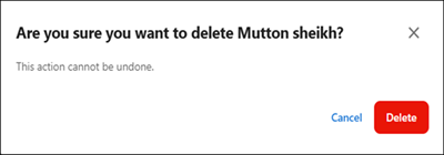Deleting a recipe