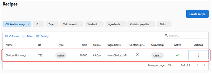 Creating new recipe