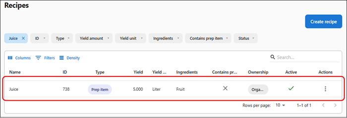 Creating new recipe
