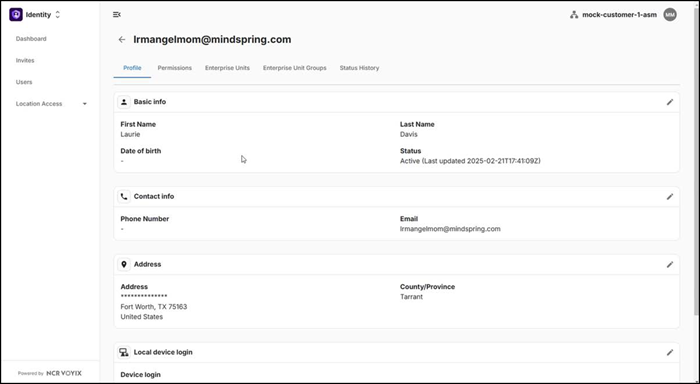 Employee information summary screen